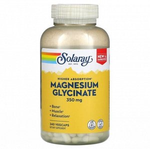 Глицинат магния для лучшего усвоения, 350 мг, 240 вегетарианских капсул