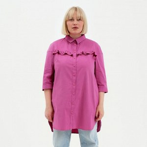 Рубашка женская с воланом MIST plus-size, розовая