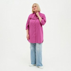 Рубашка женская с воланом MIST plus-size, розовая