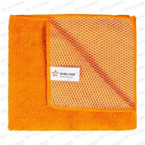 Салфетка Airline, для сухой и влажной уборки, универсальная, из микрофибры и коралловой ткани, 400x350мм, оранжевая, арт. AB-A-04
