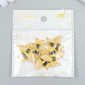 Декор для творчества пластик "Пчёлка с золотыми линиями" 2,6х3,1 см