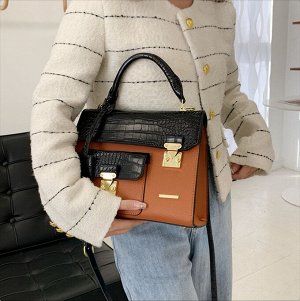 Женская сумка-сэтчел на плечо, стиль винтажный, экокожа