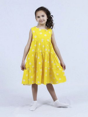 Платье Материал: Кулирка
Состав: Хлопок 100%
Цвет: Жёлтый
Рисунок: Цветы

Замечательное платье для девочки, выполненное из 100% хлопка - кулирки. Отрезная юбка-солнце с двумя широкими воланами. Моде