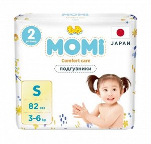 MOMI Comfort Care подгузники   S (3-6 кг), 82 шт НОВИНКА!