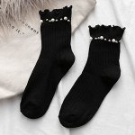 Женские носки с бусинами, цвет черный