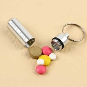 Таблетница-брелок 2 в 1 «Pill box», серая, 1,4 х 5,2 см