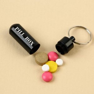 ONLITOP Таблетница-брелок 2 в 1 «Pill box», черная, 1,4 х 5,2 см