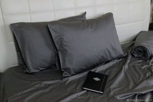 Простыня на резинке 120*200 из сатина, цвет черный