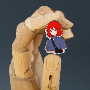 Значок деревянный «Рыжая девушка», аниме, 2,4 х 3,4 см