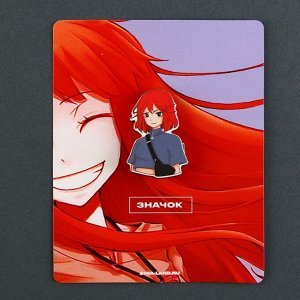 Значок деревянный «Рыжая девушка», аниме, 2,4 х 3,4 см
