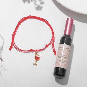Набор 2 предмета: браслет, тинт для губ "Вино" бокальчик, цвет красный в золоте, 6см