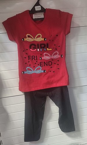 Комплект для девочки с принтом (лосины и футболка)