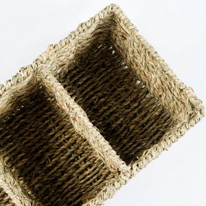 Корзина плетеная, 3 секции, 30х15х12 см, водоросли