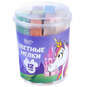 Мелки цветные, 12 штук, 10 цветов «Минни и Единорог»