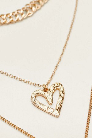 Набор из 3 ожерелий в виде цветка и сердца с натуральным дизайном 00238404