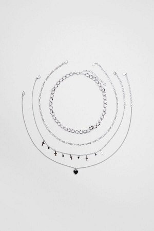 Набор из 4 ожерелий с сердцем и символом 00208404