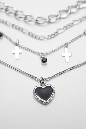 Набор из 4 ожерелий с сердцем и символом 00208404