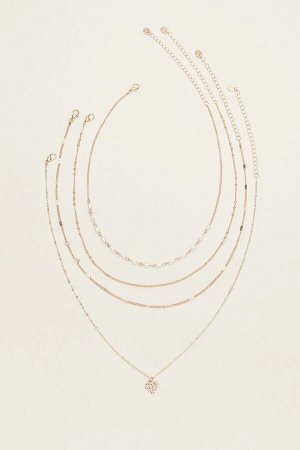 Набор из 4 ожерелий с подвесками в форме сердца 00222404