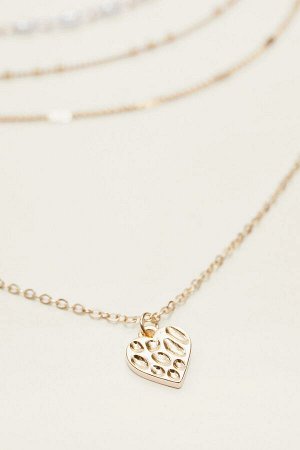 Набор из 4 ожерелий с подвесками в форме сердца 00222404