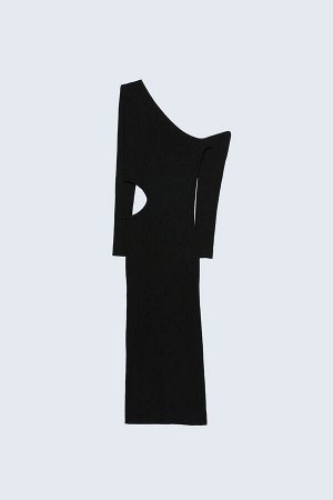 Асимметричное длинное платье с декольте 01557200