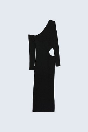 Асимметричное длинное платье с декольте 01557200