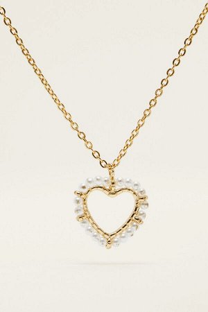 Ожерелье с подвеской в виде сердца с искусственным жемчугом. Позолоченный. 00171411