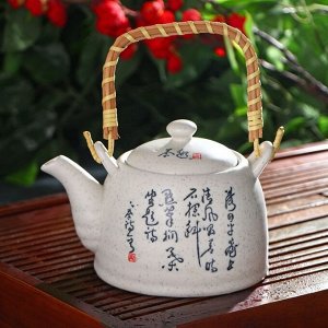 Чайник керамический заварочный «Иероглифы», 600 мл, с металлическим ситом