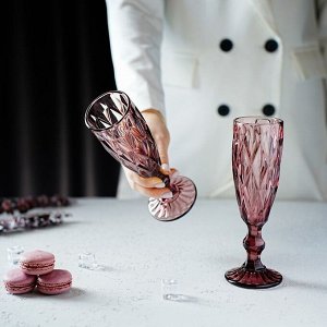 Набор бокалов стеклянных для шампанского Magistro «Круиз», 160 мл, 7x20 см, 2 шт, цвет розовый