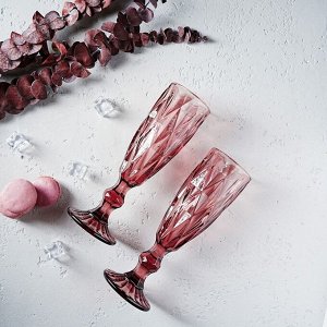 Набор бокалов стеклянных для шампанского Magistro «Круиз», 160 мл, 7x20 см, 2 шт, цвет розовый
