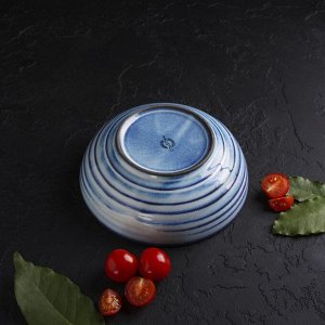 Салатник фарфоровый Magistro Garland, 500 мл, d=16 см, цвет голубой