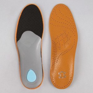 Стельки для обуви, амортизирующие, дышащие, с жёстким супинатором, 37-38 р-р, 25 см, пара, цвет коричневый