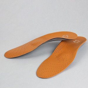 СИМА-ЛЕНД Стельки для обуви, амортизирующие, дышащие, с жёстким супинатором, р-р RU 38 (р-р Пр-ля 38), 25 см, пара, цвет коричневый