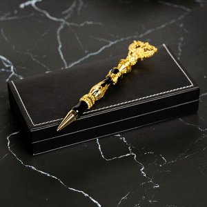 Ручка подарочная шариковая сербом в футляре, металл , цвет чёрный, пишущий узел 0,1мм, синяя паста