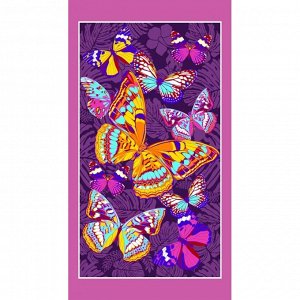 Ткань на отрез вафельное полотно набивное 150 см 441/3 Бабочки цвет фиолетовый
