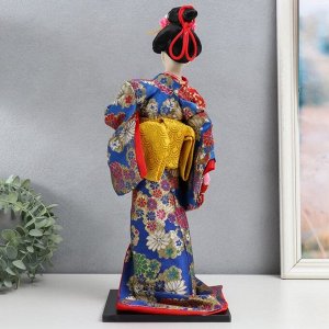 Кукла коллекционная "Гейша в шелковом кимоно с веером" 40 см