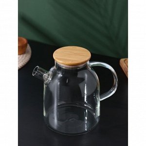 Чайник стеклянный заварочный с бамбуковой крышкой и металлическим фильтром BellaTenero «Эко», 1,8 л