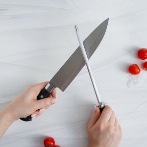 Набор кухонных ножей на подставке Доляна «Кронос», 7 предметов, цвет чёрный