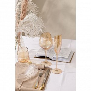 Набор бокалов стеклянных для шампанского Magistro «Иллюзия», 180 мл, 5,5?27,5 см, 2 шт, цвет бронзовый