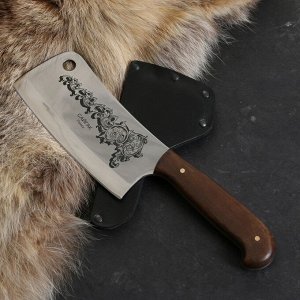 Кизляр Нож кавказский, разделочный &quot;Сайгак&quot; с чехлом, сталь - 40х13, рукоять - орех, 14 см