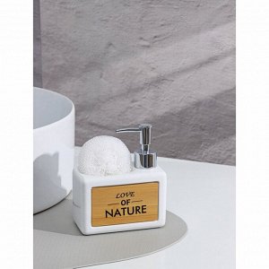 Дозатор для моющего средства с подставкой для губки SAVANNA «Природа», 450 мл, цвет белый