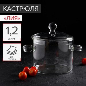 Кастрюля из жаропрочного стекла Magistro «Лия», 1,2 л, 20x14 см