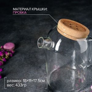 Кувшин стеклянный с пробковой крышкой Magistro «Эко», 1 л, 18?11?17,5