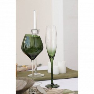 Бокал стеклянный для шампанского Magistro «Иллюзия», 160 мл, 5,5x27,5 см, на зелёной ножке