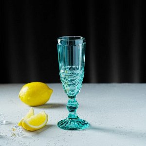 Бокал стеклянный для шампанского Magistro «Ла-Манш», 160 мл, 7x20 см, цвет бирюзовый