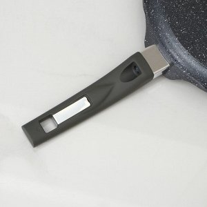 Сковорода блинная «Гранит», d=24 см, пластиковая ручка, антипригарное покрытие, цвет серый