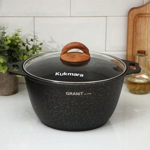 Кастрюля Granit ultra (original), 4 л, стеклянная крышка, антипригарное покрытие, цвет коричневый