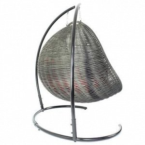 Плетеное двойное подвесное кресло-кокон (серый) DeckWOOD