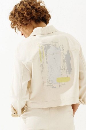 Куртка Рост: 164 Состав ткани: Хлопок-100% ; Куртка из хлопкового джинсового полотна премиального качества с дизайнерским принтом на спинке. На фото с джинсами 4. 495.