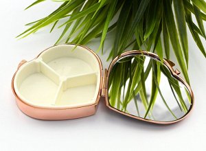 Бокс для таблеток Сердце на 3 отсека с лиственитом, цв.розовое золото