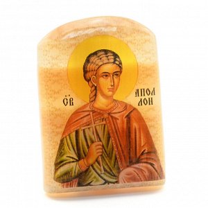 Именная икона из селенита "Святой Аполлон" арка большая, 50*30*65мм